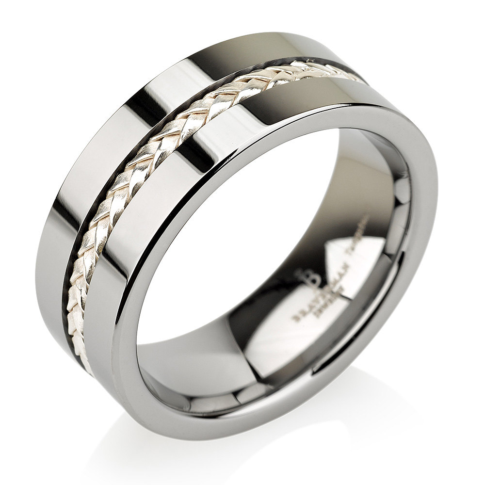 Mens wedding band deals flat top